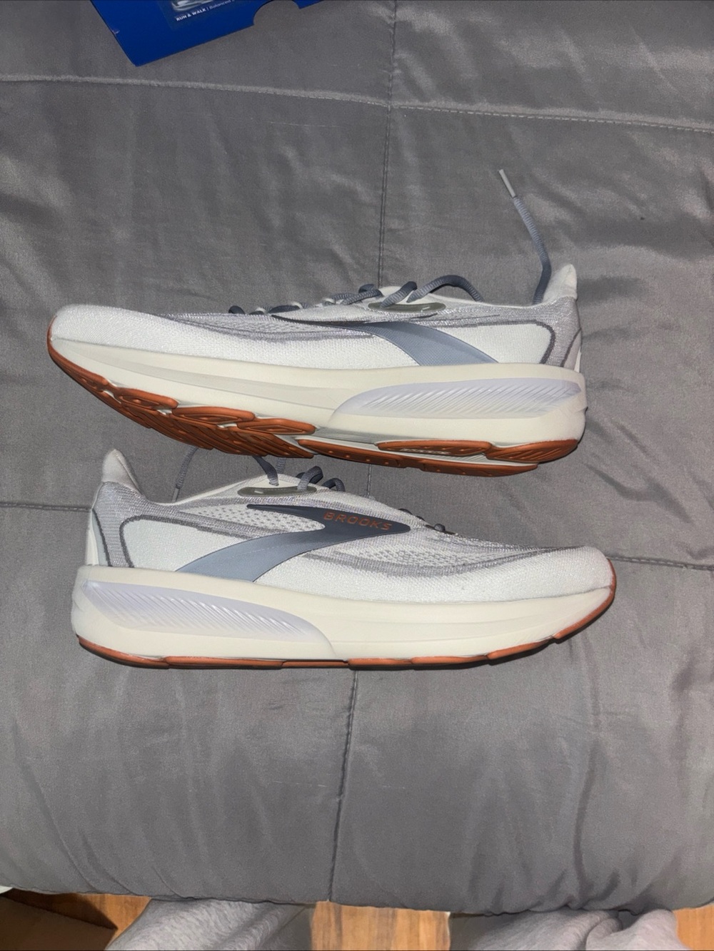 Brooks Men’s White and Light Gray Running Shoes with Gum Outsole